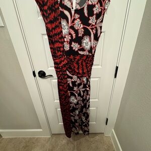 IMAN Black and Red Floral Dress Small